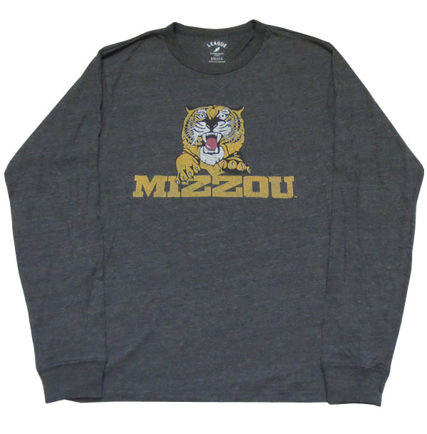 Vintage Tiger over Mizzou Charcoal LS Tee