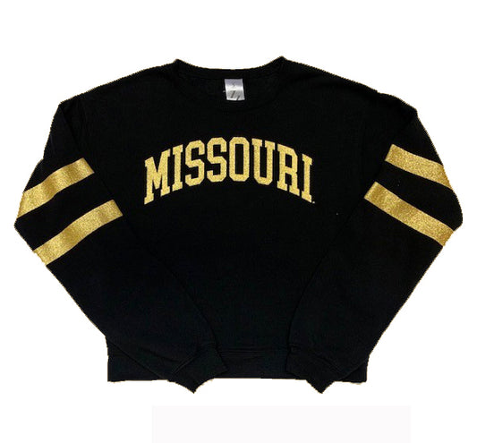 Ladies Metallic Gold Missouri Black Crew