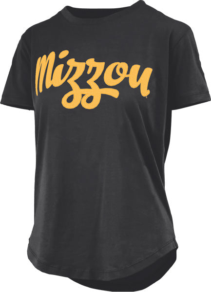 Ladies Black Sequin Mizzou Tee