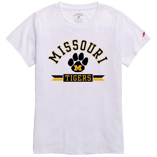 Ladies White Missouri Paw Tee