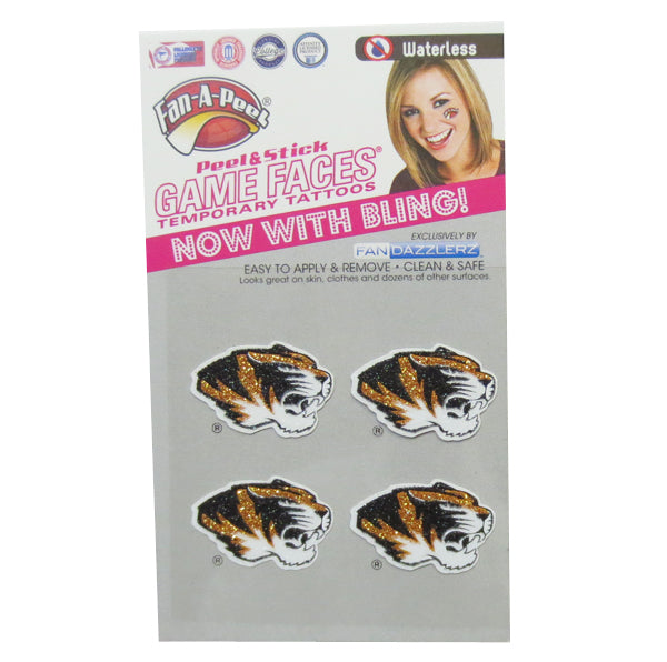 Tiger Head 4-Pack Glitter Stickers