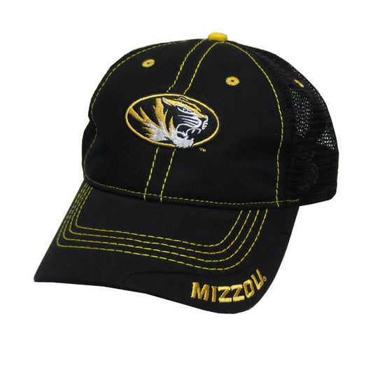 Tiger Head/Mizzou on bill Black Trucker Cap
